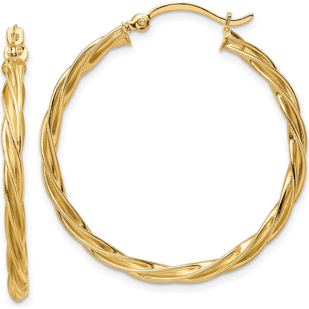 10K Yellow Gold 32mm Polished Twisted Hoop Earrings