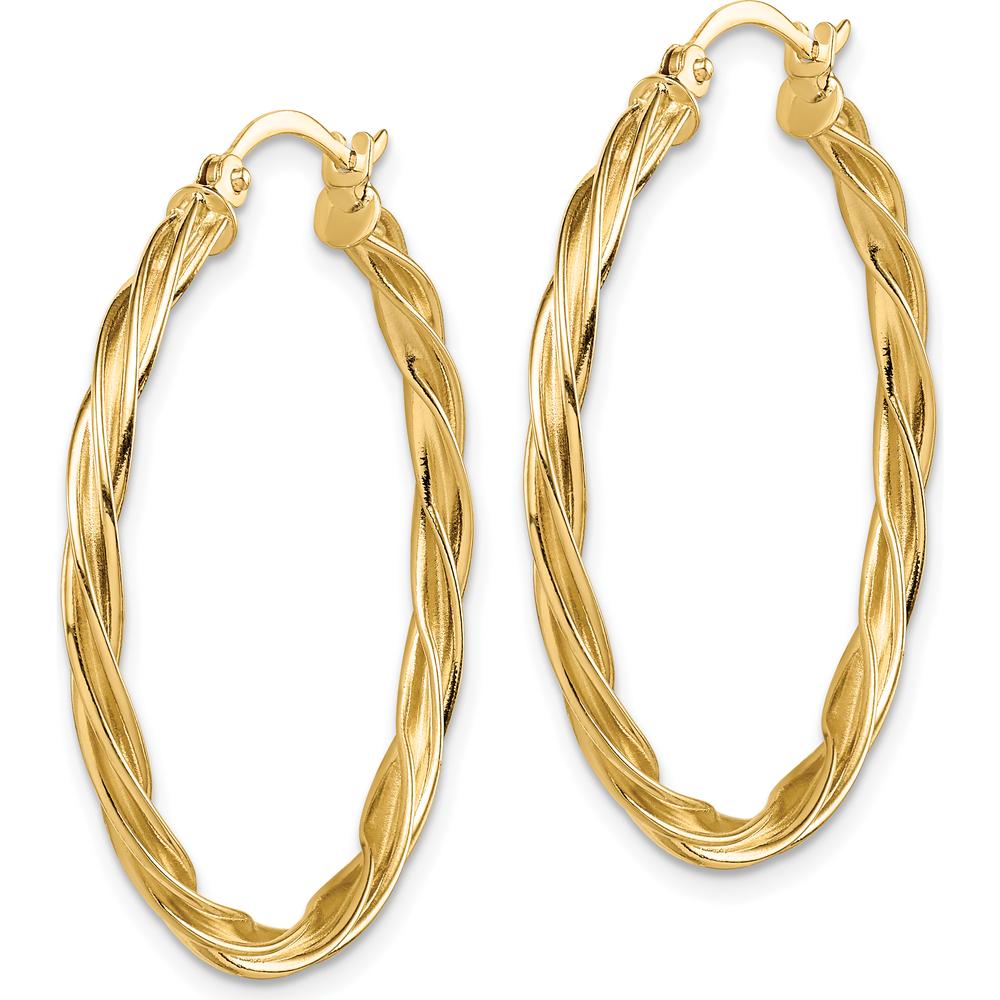 10K Yellow Gold 32mm Polished Twisted Hoop Earrings