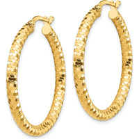 10K Yellow Gold 33.61mm Diamond-Cut Hoop Earrings - Polished Finish