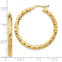 10K Yellow Gold 33.61mm Diamond-Cut Hoop Earrings - Polished Finish