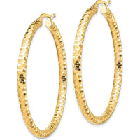 10K Yellow Gold 35mm Diamond-Cut Large Hoop Earrings