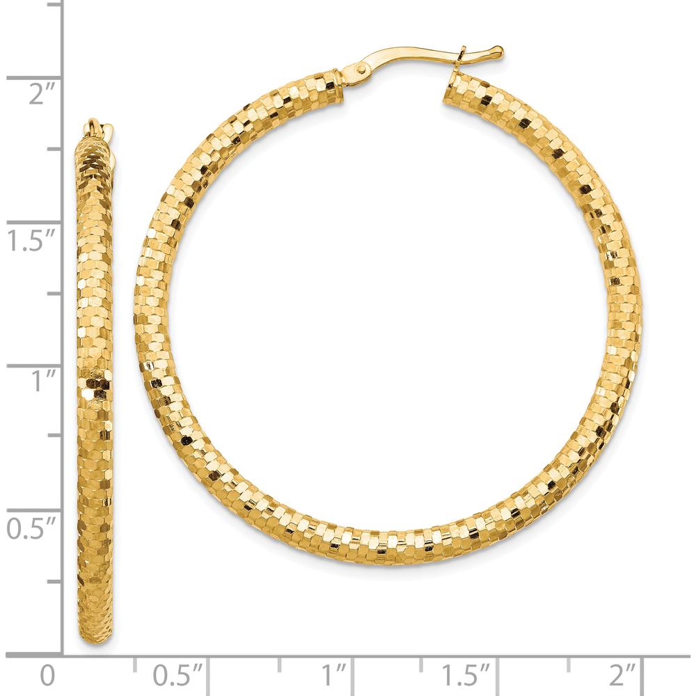 10K Yellow Gold 35mm Diamond-Cut Large Hoop Earrings