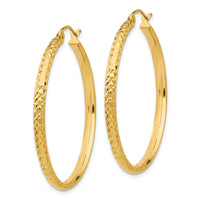 10K Yellow Gold 37mm Diamond-Cut Hollow Hoop Earrings with Polished Finish