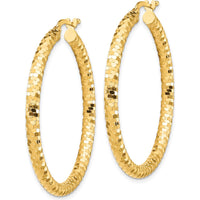 10K Yellow Gold 38mm Diamond-Cut Hoop Earrings - Polished Finish