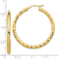 10K Yellow Gold 38mm Diamond-Cut Hoop Earrings - Polished Finish