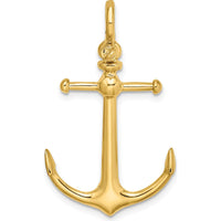 10K Yellow Gold 3D Anchor Charm with Shackle Bail