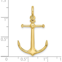 10K Yellow Gold 3D Anchor Charm with Shackle Bail