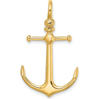 10K Yellow Gold 3D Anchor Charm with Shackle Bail