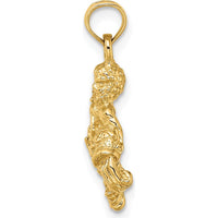 10K Yellow Gold 3D Aquarius Zodiac Pendant - Celestial Symbol Charm
