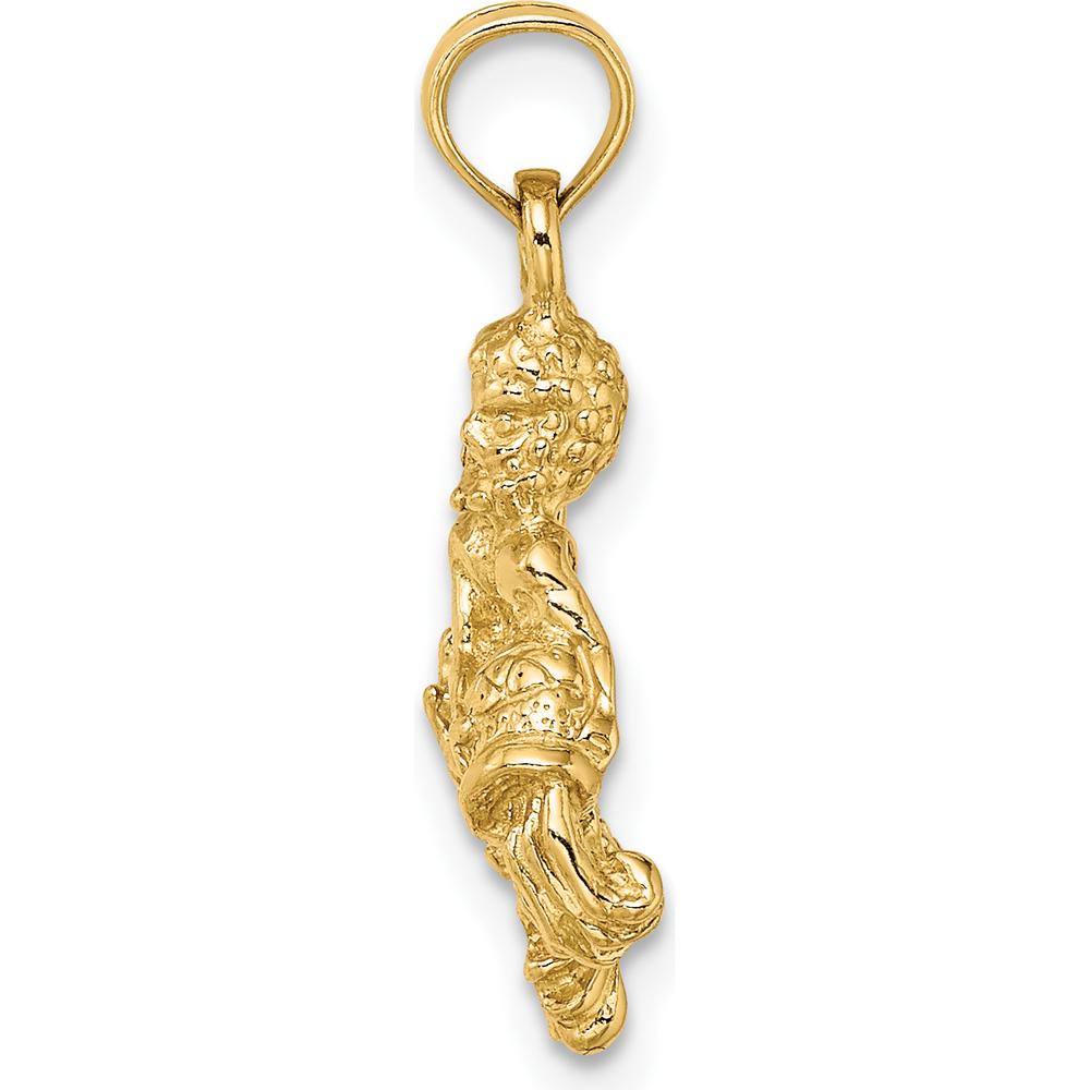 10K Yellow Gold 3D Aquarius Zodiac Pendant - Celestial Symbol Charm