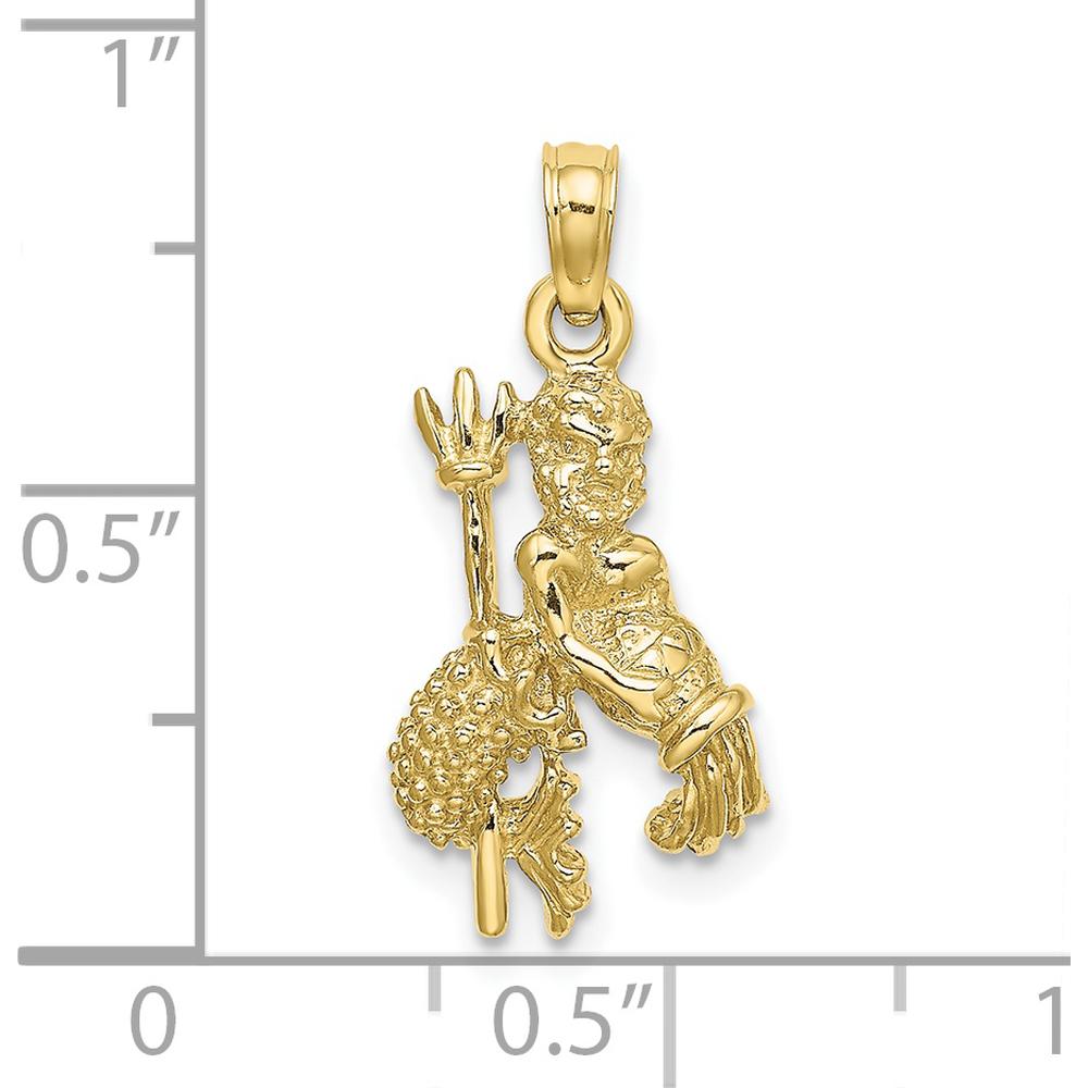 10K Yellow Gold 3D Aquarius Zodiac Pendant - Celestial Symbol Charm