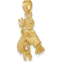 10K Yellow Gold 3D Aquarius Zodiac Pendant - Celestial Symbol Charm