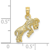 10K Yellow Gold 3D Aries Zodiac Pendant with Textured Ram Design