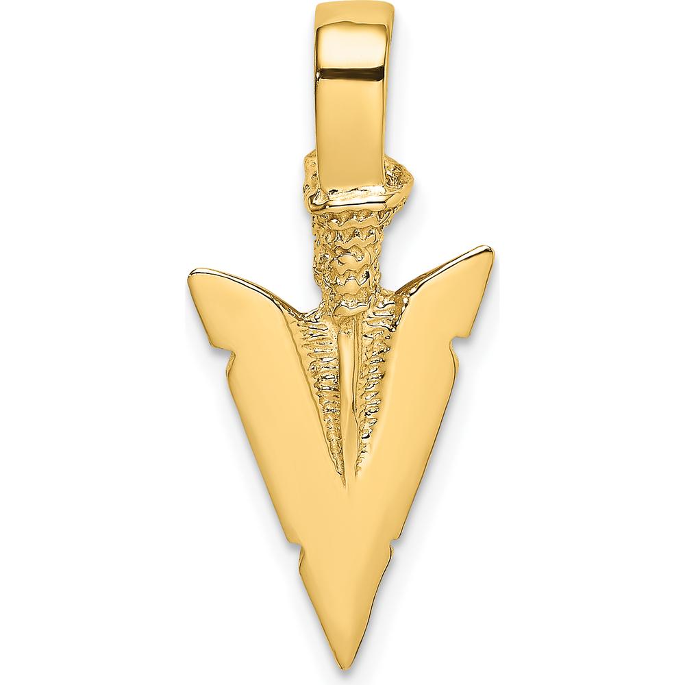 10K Yellow Gold 3D Arrowhead Pendant Charm with Polished Finish
