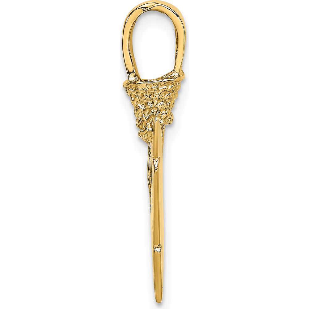 10K Yellow Gold 3D Arrowhead Pendant Charm with Polished Finish