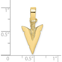 10K Yellow Gold 3D Arrowhead Pendant Charm with Polished Finish