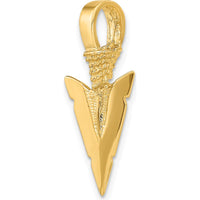 10K Yellow Gold 3D Arrowhead Pendant Charm with Polished Finish