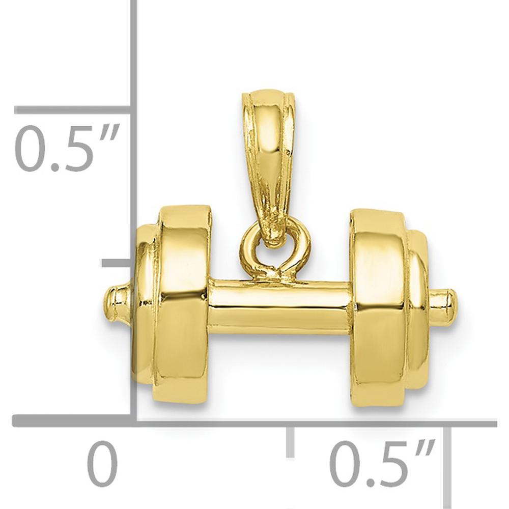 10K Yellow Gold 3D Barbell Pendant - Polished Finish