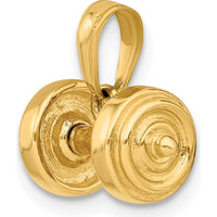 10K Yellow Gold 3D Barbell Pendant - Polished Finish
