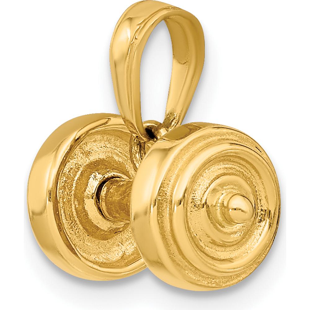 10K Yellow Gold 3D Barbell Pendant - Polished Finish