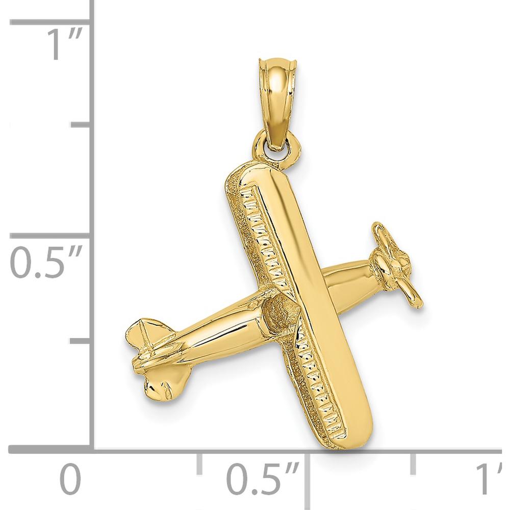 10K Yellow Gold 3D Bi-Plane Charm Pendant - Polished Finish
