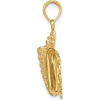 10K Yellow Gold 3D Conch Shell Pendant Charm - Nature-Inspired Coastal Jewelry