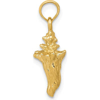 10K Yellow Gold 3D Conch Shell Pendant - Polished Beach Inspired Charm