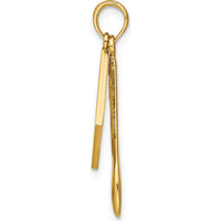 10K Yellow Gold 3D Cook Book and Spoon Charm with Red and White Enamel Accents