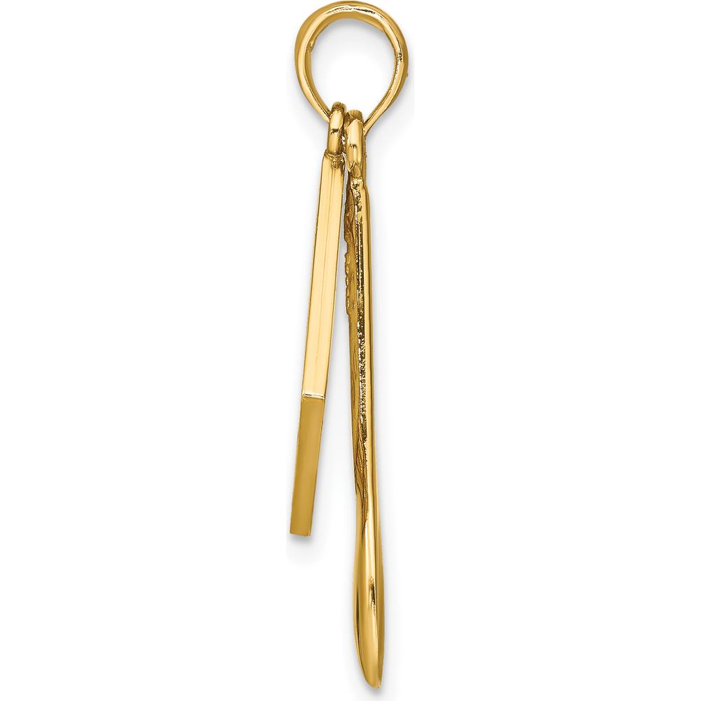 10K Yellow Gold 3D Cook Book and Spoon Charm with Red and White Enamel Accents