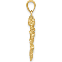 10K Yellow Gold 3D Dragon Pendant - Polished Finish - 31mm x 17mm