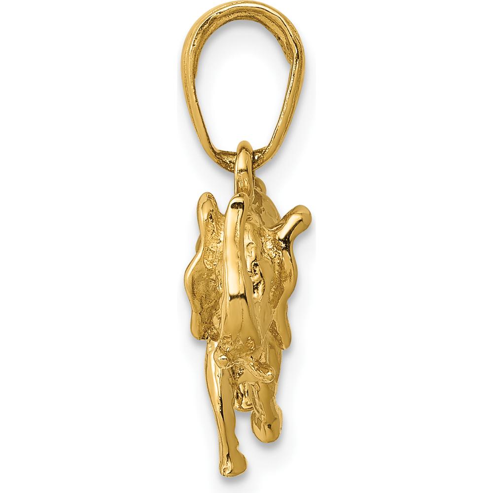 10K Yellow Gold 3D Elephant Pendant with Satin Finish