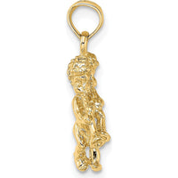 10K Yellow Gold 3D Gemini Zodiac Pendant with Textured Design