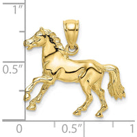 10K Yellow Gold 3D Horse Charm Pendant - Polished Finish