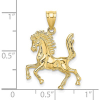 10K Yellow Gold 3D Horse Charm Pendant - Polished Finish