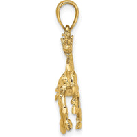 10K Yellow Gold 3D Horse Trotting Pendant Charm - 27.8mm Length