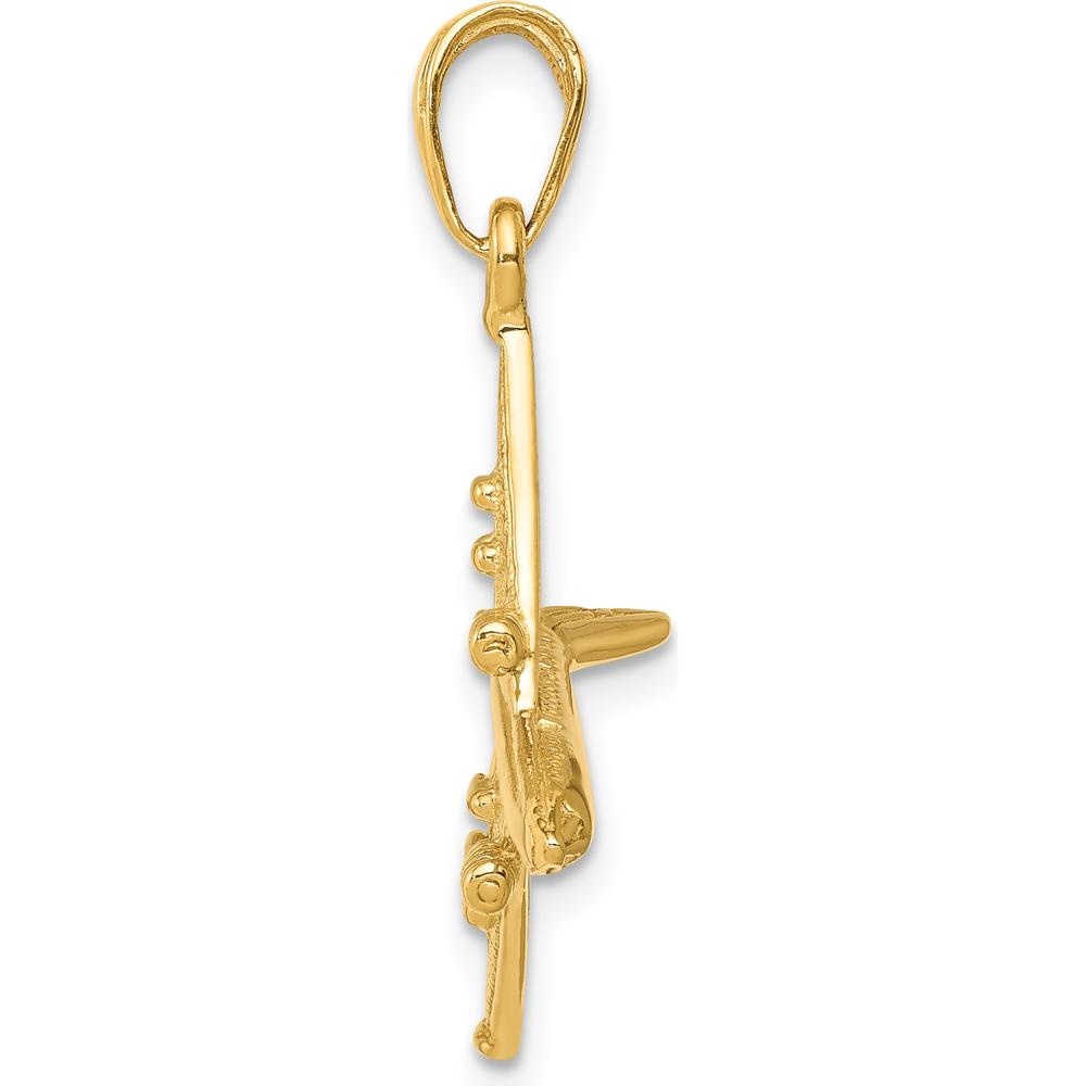 10K Yellow Gold 3D Jet Pendant - Travel Inspired Charm