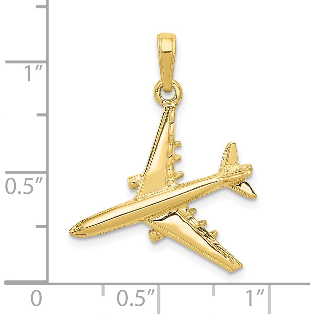 10K Yellow Gold 3D Jet Pendant - Travel Inspired Charm