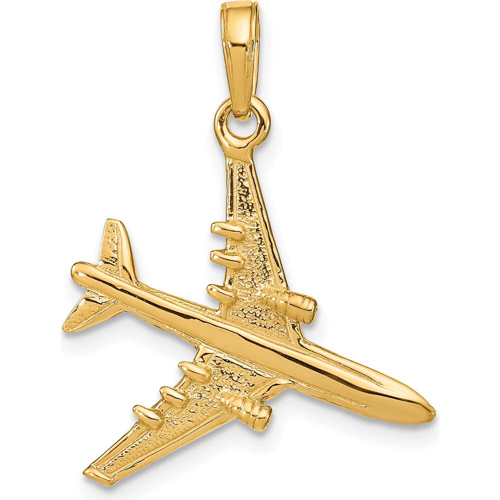 10K Yellow Gold 3D Jet Pendant - Travel Inspired Charm