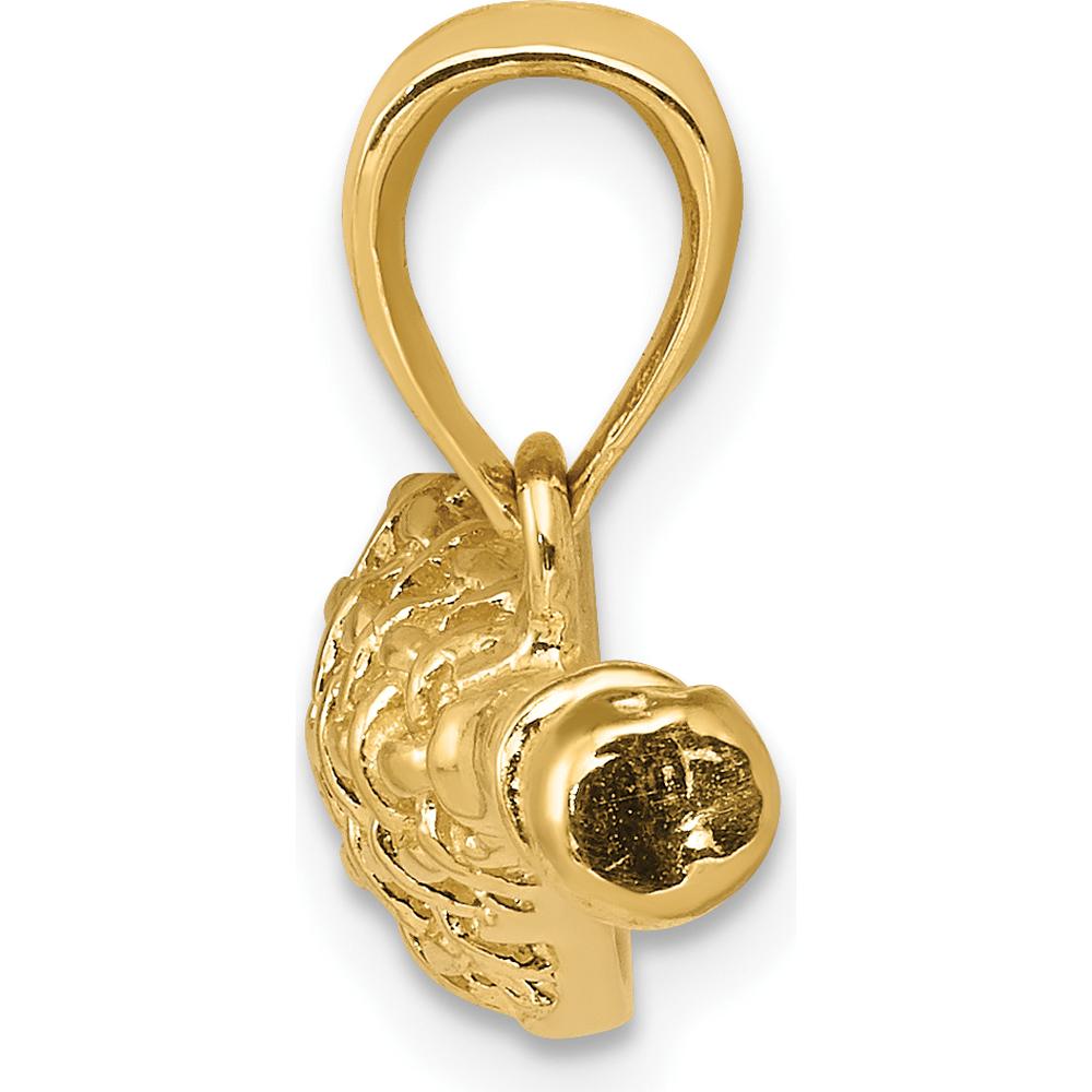 10K Yellow Gold 3D Lacrosse Stick Pendant - Solid Polished Design