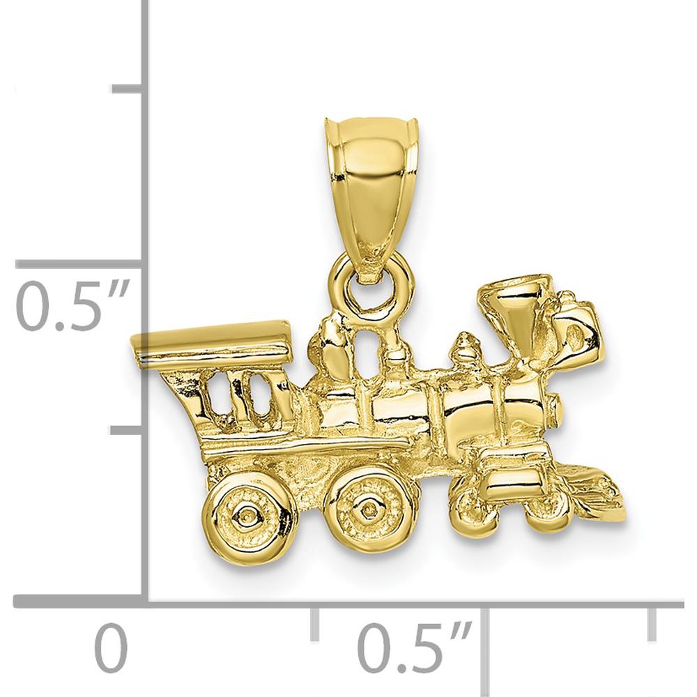 10K Yellow Gold 3D Locomotive Pendant - Polished Finish