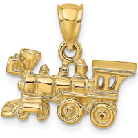 10K Yellow Gold 3D Locomotive Pendant - Polished Finish