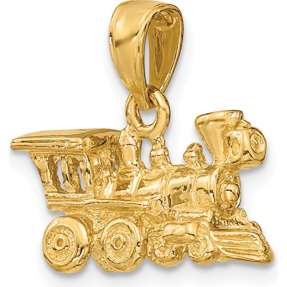10K Yellow Gold 3D Locomotive Pendant - Polished Finish