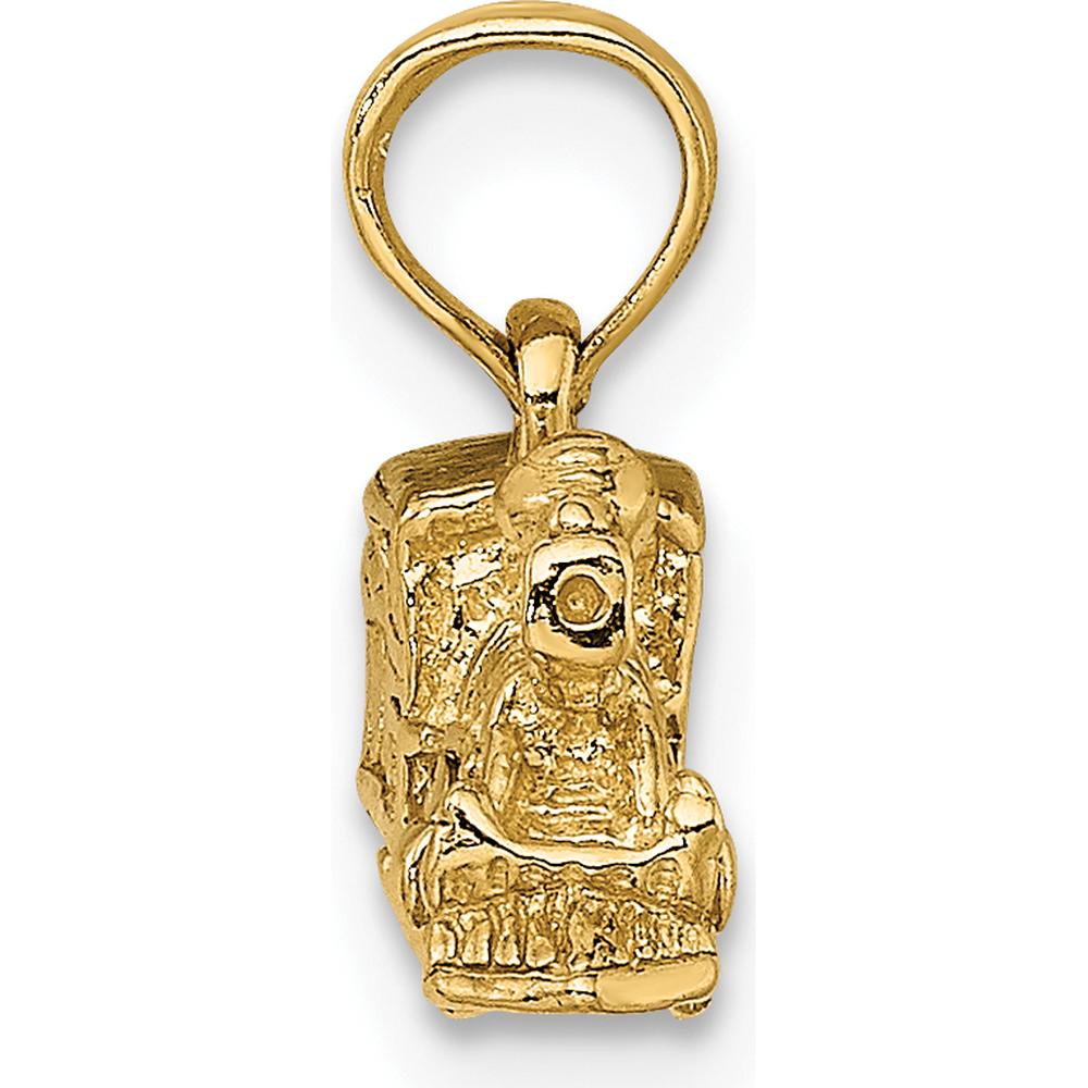 10K Yellow Gold 3D Locomotive Pendant - Polished Finish, 14mm Length, 16.3mm Width
