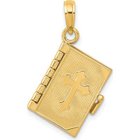 10K Yellow Gold 3D Lords Prayer Bible Pendant - Faith and Devotion Charm