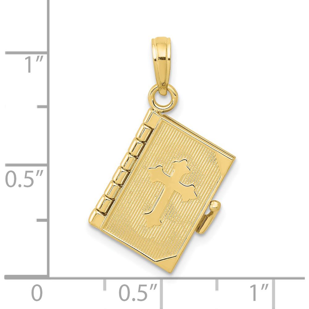 10K Yellow Gold 3D Lords Prayer Bible Pendant - Faith and Devotion Charm