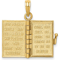 10K Yellow Gold 3D Lords Prayer Bible Pendant - Faith and Devotion Charm