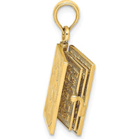 10K Yellow Gold 3D Lords Prayer Bible Pendant - Faith and Devotion Charm