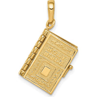 10K Yellow Gold 3D Lord's Prayer Bible Pendant - Faith-Inspired Charm