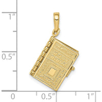 10K Yellow Gold 3D Lord's Prayer Bible Pendant - Faith-Inspired Charm