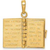 10K Yellow Gold 3D Lord's Prayer Bible Pendant - Faith-Inspired Charm